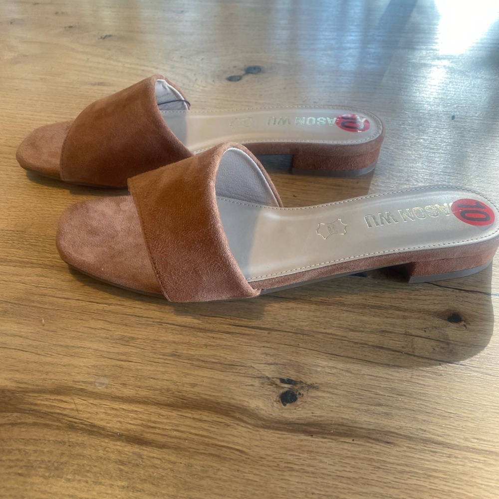 Jason Wu Elegant Tan Suede Slide Sandals Women’s 10‎ NWT - Picture 4 of 9
